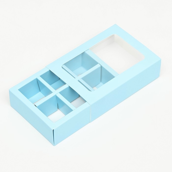 Коробка для 6 конфет, мята, 13,7 х 9,85 х 3,86 см. Кондитерская упаковка