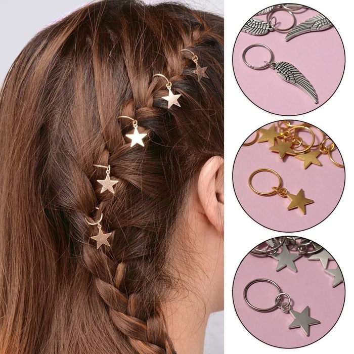 Пирсинг для волос &laquo;Звезда&raquo;, 2,8 &times; 1,3 см, 10 шт, цвет серебристый