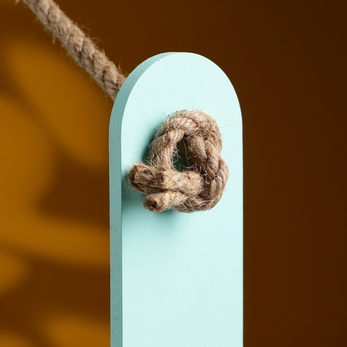 Кашпо деревянное 25.5&times;15&times;30 см "Аром", ручка канат, Мятный