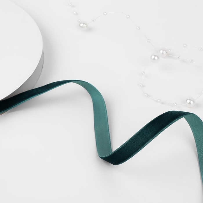 Лента бархатная, 10 мм, 18 ± 1 м, цвет изумрудный №34 Лента бархатная, 10 мм, 18 ± 1 м, цвет изумрудный №34