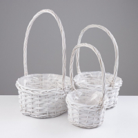 Набор корзин &laquo;Плетёнка&raquo;, белый, 3 шт, 28&times;14/45 см, 24&times;13/41 см, 19&times;11/37 см, ива