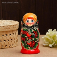 Матрёшка &laquo;Снегири в рябине&raquo;, чёрный платок, 5 кукольная, 15 -18 см