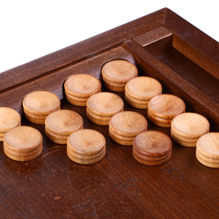 Нарды деревянные большие, резные, настольная игра "Москва", бук, патина, 50 x 59 см