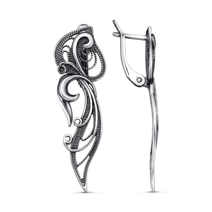 Серьги &laquo;Зазеркалье&raquo;, посеребрение с оксидированием