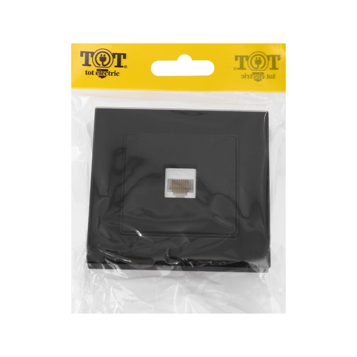 Розетка компьютерная одноместная TOT Matte Glass, скрытая, стекло, черная Розетка компьютерная одноместная TOT Matte Glass, скрытая, стекло, черная