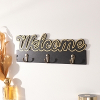 Крючки декоративные дерево "Добро пожаловать" чёрный с золотом 3х29,5х10,5 см