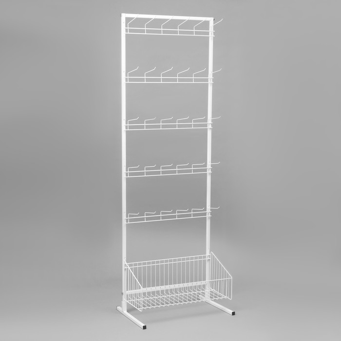 Стойка прикассовая, с крючками, 64&times;50&times;185 см, цвет белый