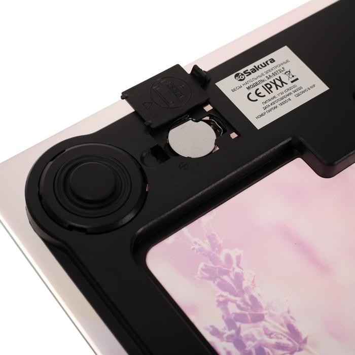 Весы напольные Sakura SA-5072LF, электронные, до 180 кг, 1хCR2032, стекло, Весы напольные Sakura SA-5072LF, электронные, до 180 кг, 1хCR2032, стекло, "лаванда"