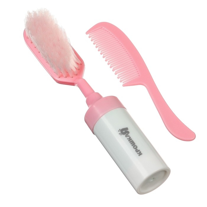 Набор расчесок с погремушкой &laquo;Малыш&raquo;, 2 шт., цвет розовый, рисунок МИКС