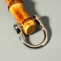 Ручка для сумки, бамбук, с полукольцами, 13,5 × 10,5 см, цвет бежевый/серебряный Ручка для сумки, бамбук, с полукольцами, 13,5 × 10,5 см, цвет бежевый/серебряный