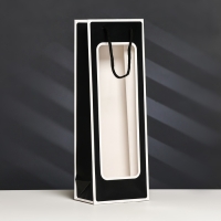 Пакет-переноска для цветов с PVC окном 12,5 &times; 8,5 &times; 36 см, черный с каймой