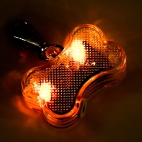 Маячок "Косточка" с наклейкой для записи телефона, 3 режима свечения, жёлтый