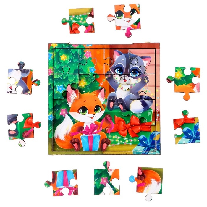 Деревянный пазл &laquo;Новый год! Весёлый праздник&raquo;