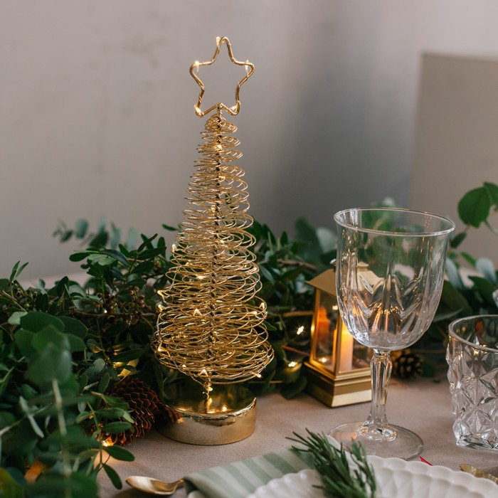 Светодиодная фигура «Ёлка плетёная» 8 × 30 × 8 см, металл, батарейки АААх3 (не в комплекте), свечение тёплое белое Светодиодная фигура «Ёлка плетёная» 8 × 30 × 8 см, металл, батарейки АААх3 (не в комплекте), свечение тёплое белое