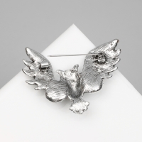 Брошь &laquo;Сова&raquo;, цвет фиолетовый в чернёном серебре