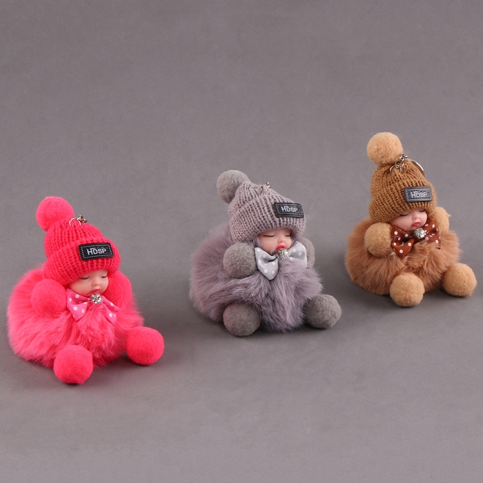 Мягкая игрушка &laquo;Кукла&raquo; в шапочке, на брелоке, 11 см, цвет МИКС