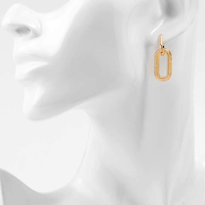 Серьги металл &laquo;Цепи&raquo; два звена, цвет белый в золоте