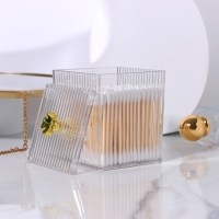 Органайзер для ватных палочек «FLOWER», с крышкой, 11 × 8,5 × 8,5 см, цвет прозрачный/золотистый Органайзер для ватных палочек «FLOWER», с крышкой, 11 × 8,5 × 8,5 см, цвет прозрачный/золотистый