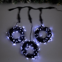 Гирлянда &laquo;Клип-лайт&raquo; 3 нити по 10 м, IP44, УМС, тёмная нить, 198 LED, свечение белое, 8 режимов, 24 В