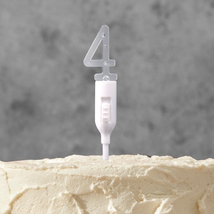 Светодиодная свеча Светодиодная свеча "Цифра 4", 14.5 см, от батареек LR1130х3 (в комплекте), свечение мульти (RGB)