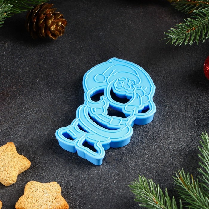 Форма для печенья &laquo;Санта Клаус&raquo;, вырубка, штамп, 10,2&times;7,3 см, цвет микс