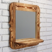 Зеркало резное с полкой, обожжённое, 53×53×1,6 см Зеркало резное с полкой, обожжённое, 53×53×1,6 см