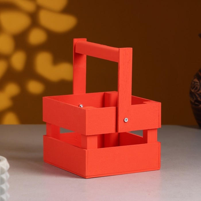 Кашпо деревянное 12&times;11&times;9 см "Однушка Лайт", двухреечное, красный Дарим Красиво