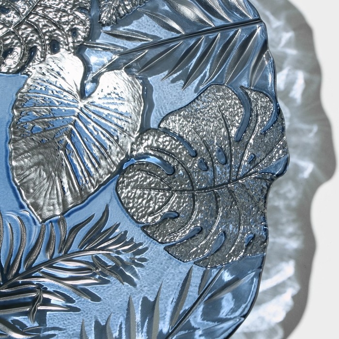 Тарелка стеклянная &laquo;Арабис&raquo;, d=21,5 см, цвет голубой