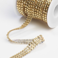 Стразы термоклеевые, d = 4 мм, ширина - 12 мм, 4,5 &plusmn; 0,5 м, цвет золотой