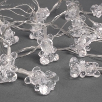 Гирлянда &laquo;Нить&raquo; 5 м с насадками &laquo;Мишки&raquo;, IP20, прозрачная нить, 20 LED, свечение мульти (RG/RB), мигание, 220 В