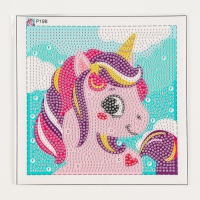 Алмазная мозаика для детей на раме с полным заполнением разнымии стразами &laquo;Единорожек&raquo;, 15 х 15 см