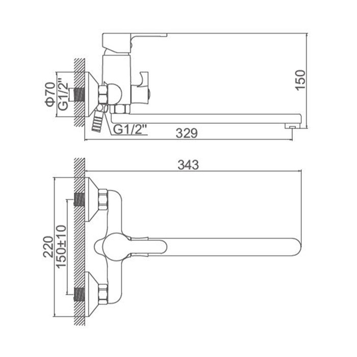 Cмеситель для ванны Accoona A7167G, однорычажный, излив 300 мм, силумин, белый Cмеситель для ванны Accoona A7167G, однорычажный, излив 300 мм, силумин, белый