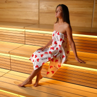 Полотенце для бани &laquo;Сердечки&raquo; женское парео,80х150&plusmn;4 см, 100% хлопок, ваф. полотно, 160 гр/м2