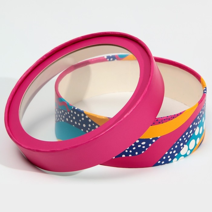 Коробка для макарун, кондитерская упаковка тубус с окном, &laquo;Яркая геометрия&raquo; 16 х 16 х 5 см