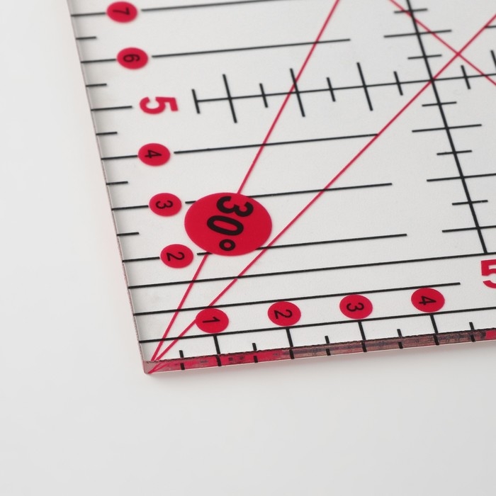 Линейка для квилтинга и пэчворка, 45 × 15 см, толщина 3 мм, цвет прозрачный/розовый Линейка для квилтинга и пэчворка, 45 × 15 см, толщина 3 мм, цвет прозрачный/розовый