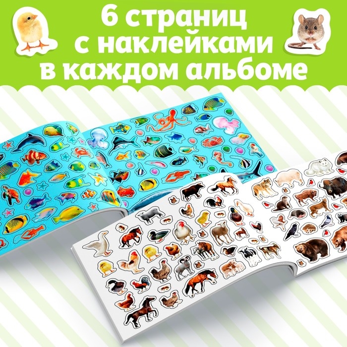 250 наклеек набор &laquo;Животные со всего света&raquo;, 2 шт. по 8 стр.