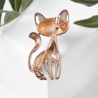 Брошь &laquo;Кошка&raquo; расписная, цвет чёрный в золоте