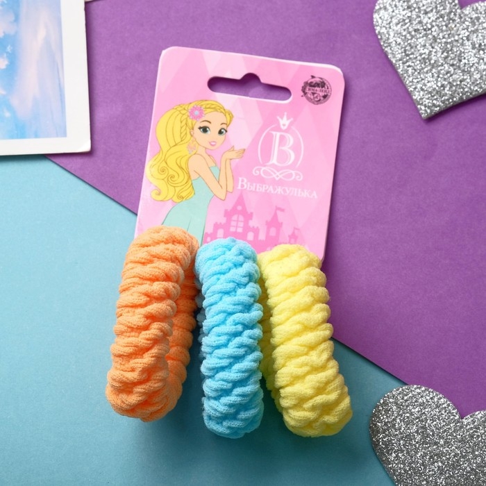 Резинка для волос Резинка для волос "Махрушка спорт" (набор 3 шт) пастель лето, 5 см, микс
