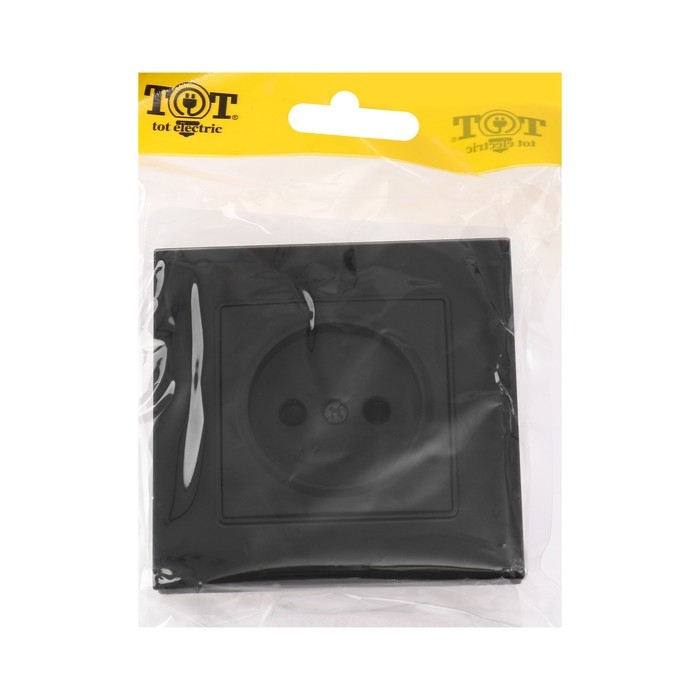 Розетка одноместная TOT Matte Glass, 10 А, скрытая, без з/к, стекло, черная Розетка одноместная TOT Matte Glass, 10 А, скрытая, без з/к, стекло, черная