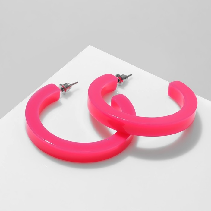 Серьги-кольца «Дуга», цвет розовый, d=4,5 см Серьги-кольца «Дуга», цвет розовый, d=4,5 см