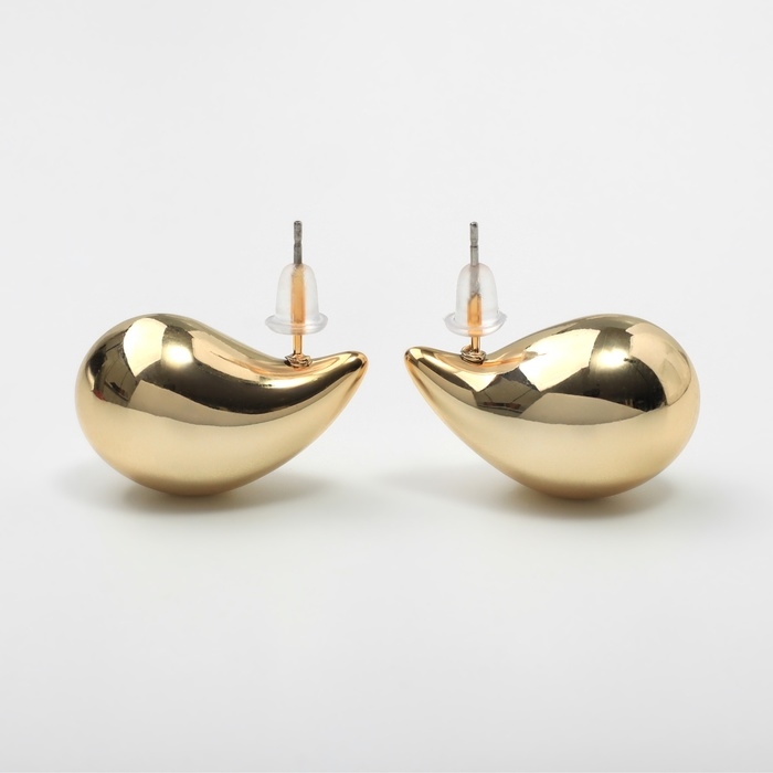 Серьги пластик &laquo;Капля&raquo; изогнутая мини, цвет золото