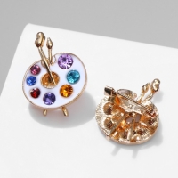 Брошь &laquo;Палитра&raquo; с кисточками, цвет МИКС в золоте (неделимая фасовка 12 шт., цена за шт.)