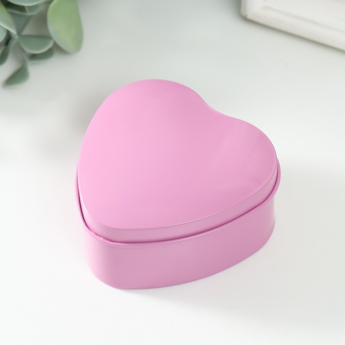 Шкатулка металл под свечу "Сердце. Глянец" розовый 7х7х3,5 см