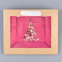 Пакет подарочный новогодний крафтовый с пластиковым окном «Новогодние шары», 24 х 20 х 11см Пакет подарочный новогодний крафтовый с пластиковым окном «Новогодние шары», 24 х 20 х 11см