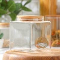 Банка стеклянная для сыпучих продуктов с бамбуковой крышкой Magistro &laquo;Эко&raquo;, 1,2 л, 11&times;13 см