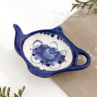 Подставка под чайные пакетики, гжель, фарфор, 10х7 см Подставка под чайные пакетики, гжель, фарфор, 10х7 см