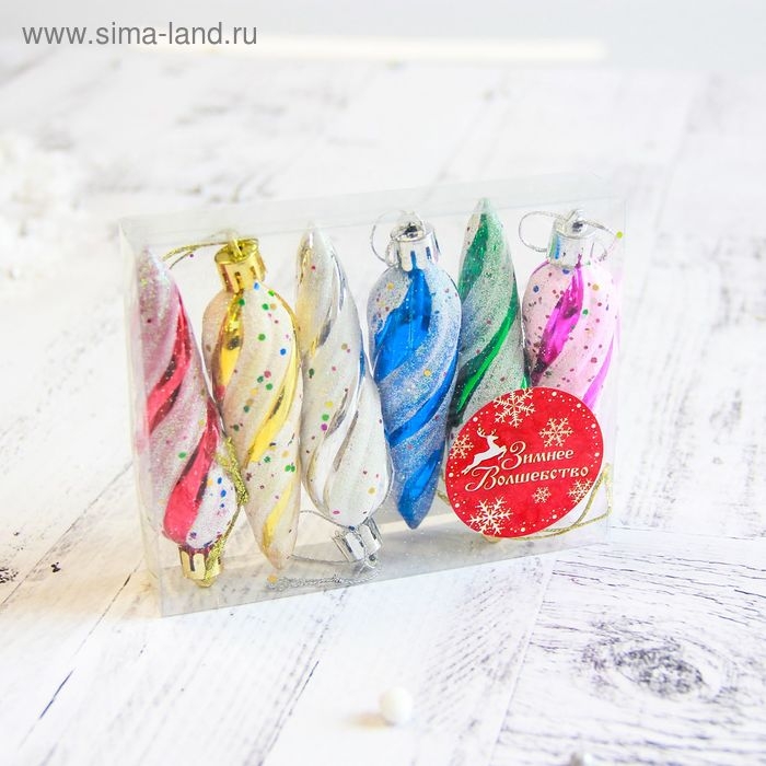 Украшение ёлочное Украшение ёлочное "Сосулька - серпантин" (набор 6 шт) 8х2,5 см