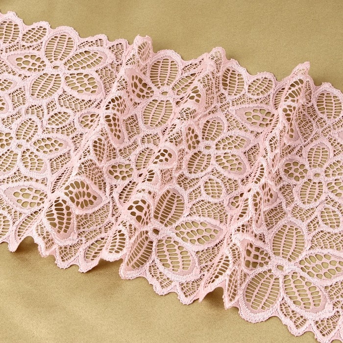 Кружевная эластичная ткань, 180 мм &times; 2,7 &plusmn; 0,5 м, цвет пудровый