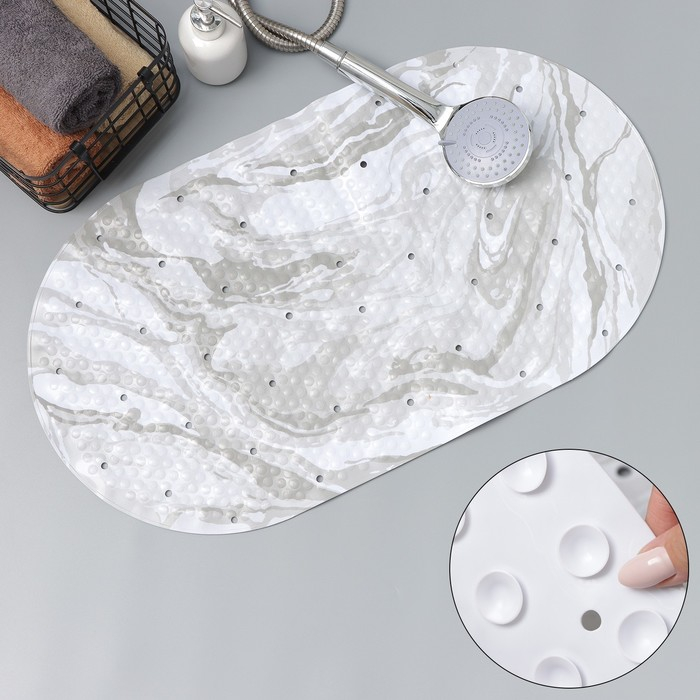 Коврик противоскользящий в ванну на присосках Доляна &laquo;Мрамор&raquo;, 38&times;69 см