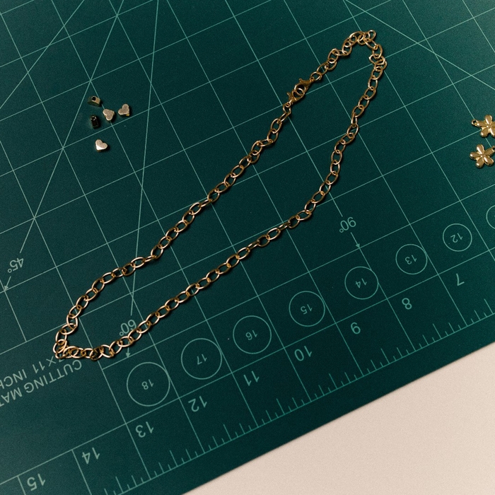 Цепочка с карабином L=50 см, 7&times;5&times;1 мм, (набор 5 шт.) СМ-1935, цвет золото